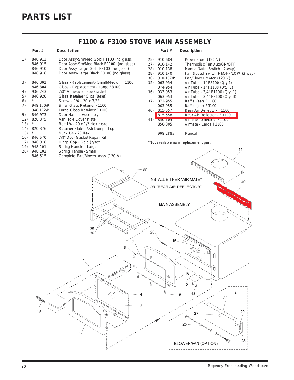 Regency Large Rear Air Deflector (815-558)