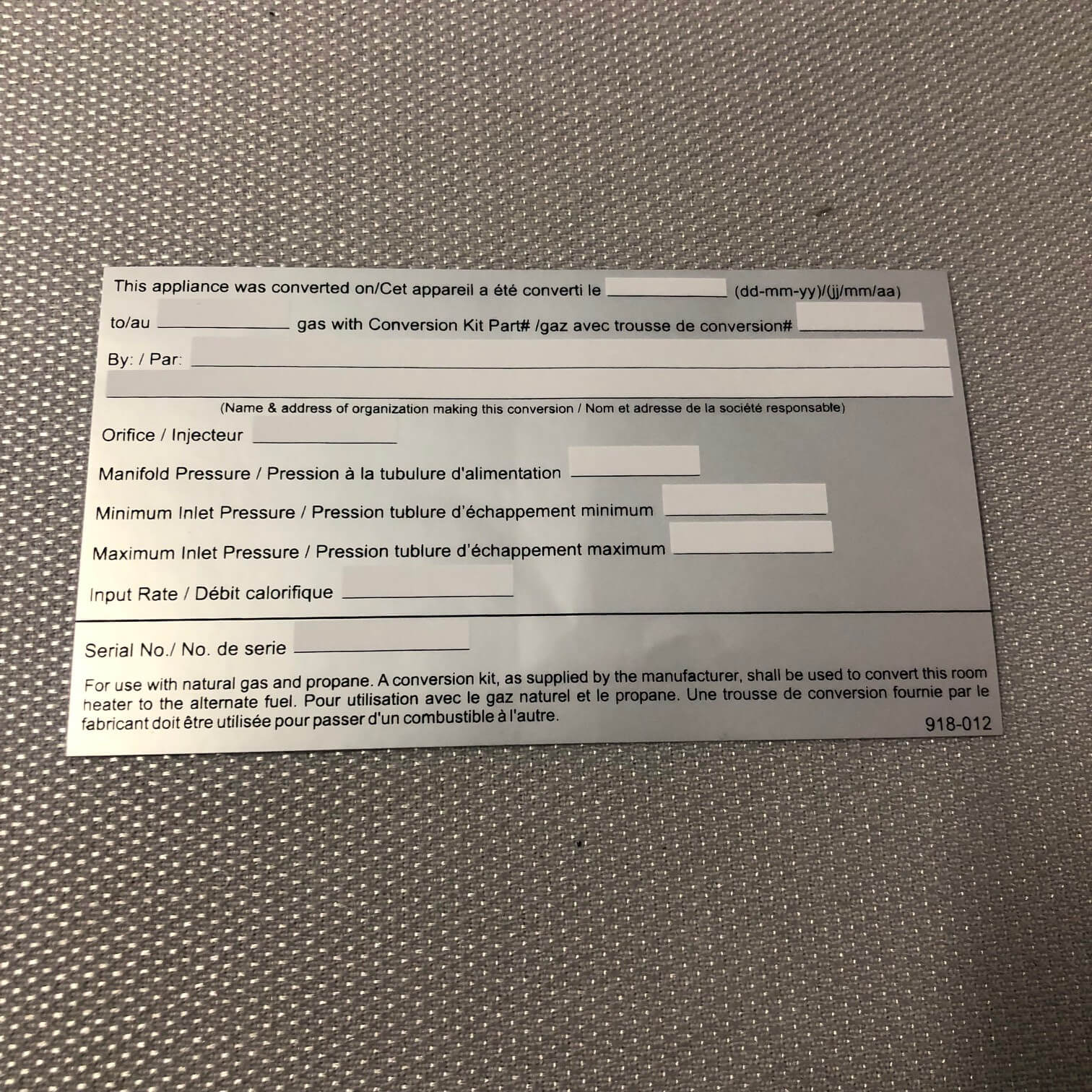 Regency Conversion Label- LP (918-012)