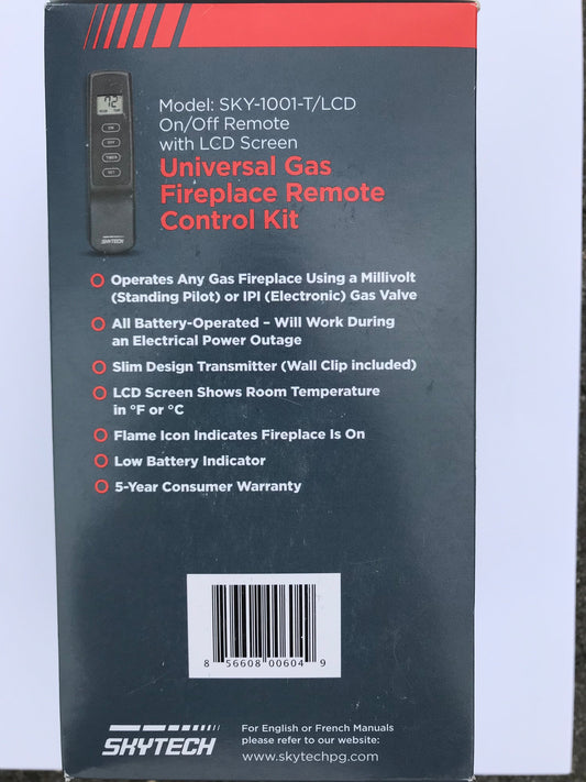 Fireplace Remote Control w/ on, off & timer Controls (SKY-1001T/LCD-PL) - Image 3