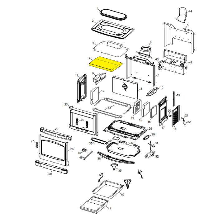 Regency Hampton H300 Top Baffle Brick Assembly (220-514 / 220514)