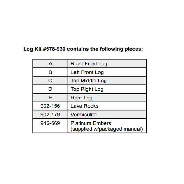Regency Log Set – B36XTE/B36XTCE-10 (578-930/576-930)