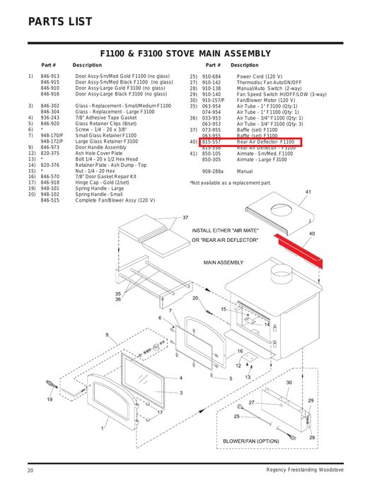 Regency Wood Stove Rear Air Deflector (815-557)
